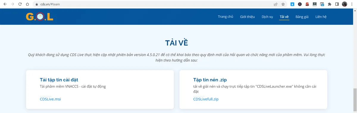 Hướng dẫn sử dụng phần mềm khai báo hải quan CDS Live