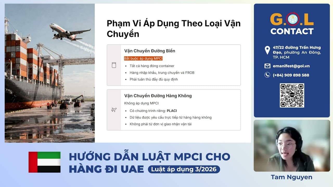 Webinar Online – Hướng dẫn luật MPCI cho hàng đi UAE - Luật áp dụng 3/2026